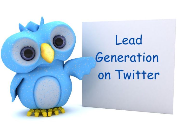 The Twitter bird is standing in front of a whiteboard with the text "Lead Generation On Twitter" written on it. The bird is holding a marker and pointing to the text. The image is a representation of using Twitter as a platform for lead generation, where businesses can leverage the social media platform to attract and engage potential customers.